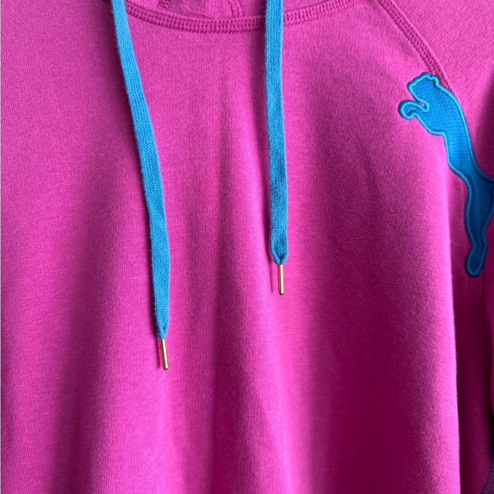 Puma Vibrant Pink Hoodie with Blue Details - Picture 7 of 8